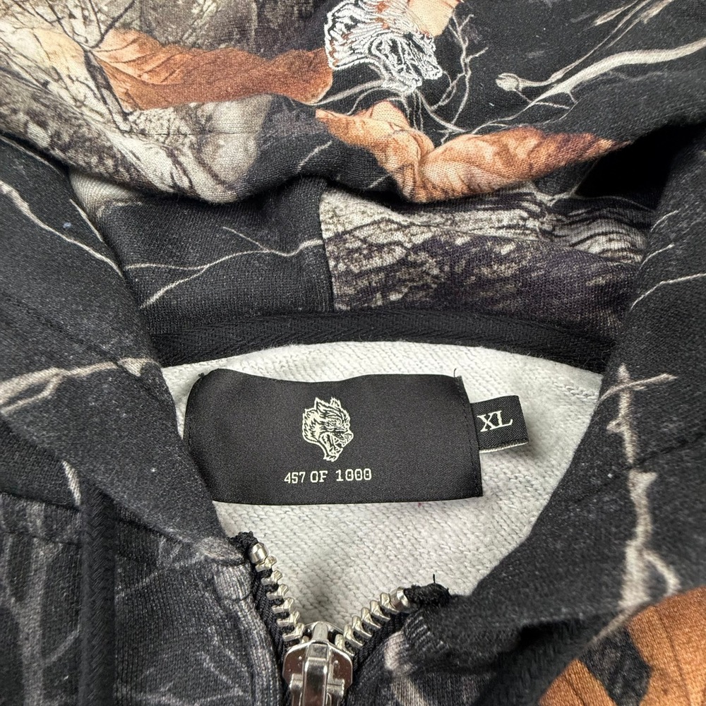 Darc Sport Wolves Forever Moth Camo Zip Hoodie XL Limited Edition 457/1000 Black - Picture 7 of 9